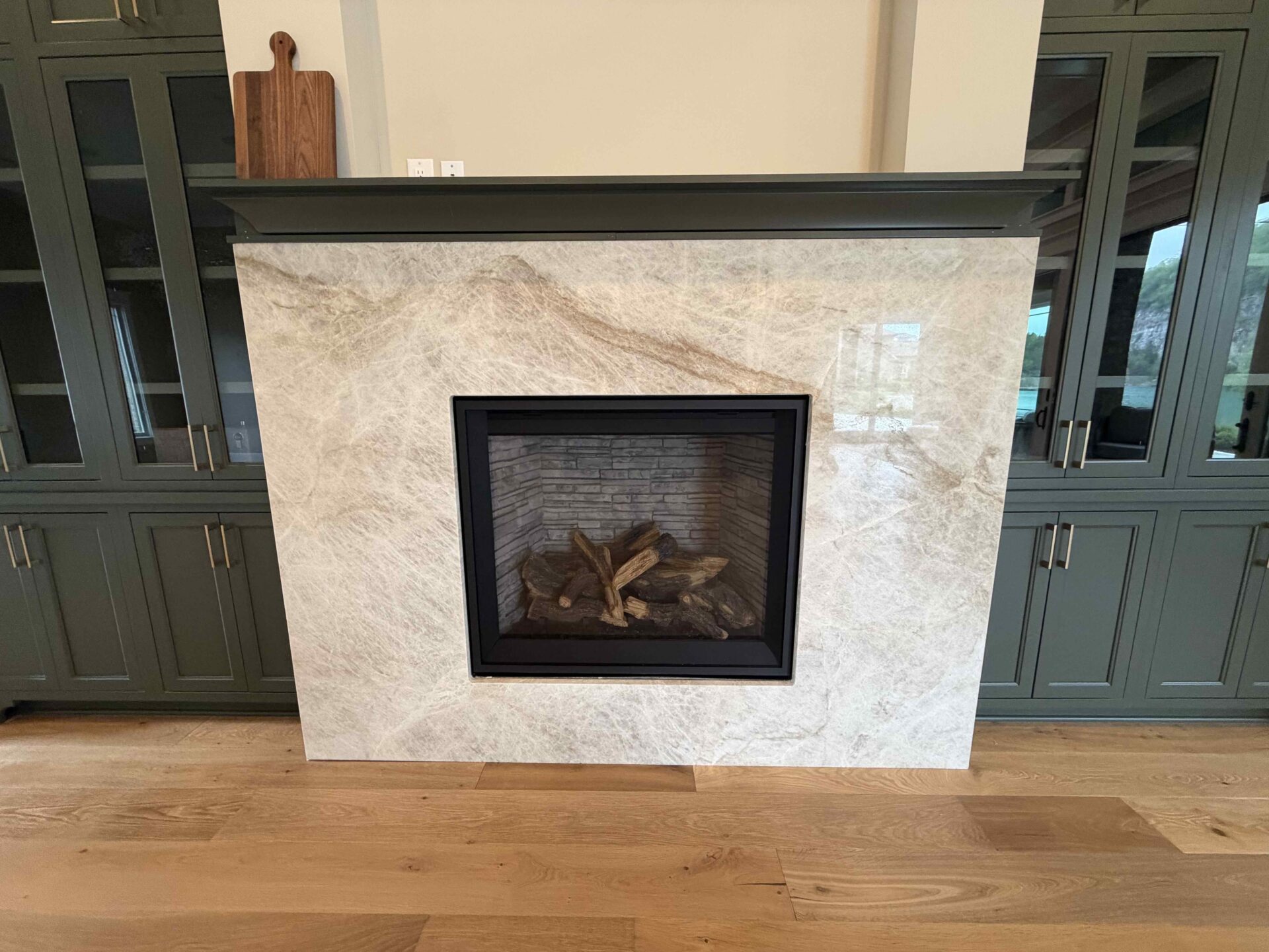 Stone fireplace
